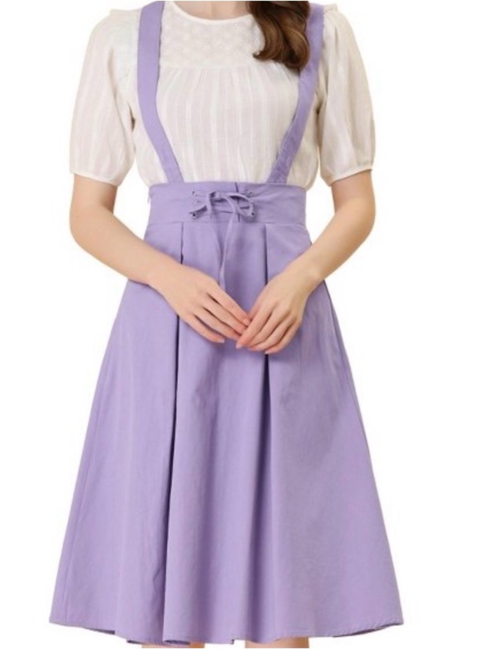 Lavender Suspender Midi Skirt